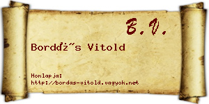 Bordás Vitold névjegykártya